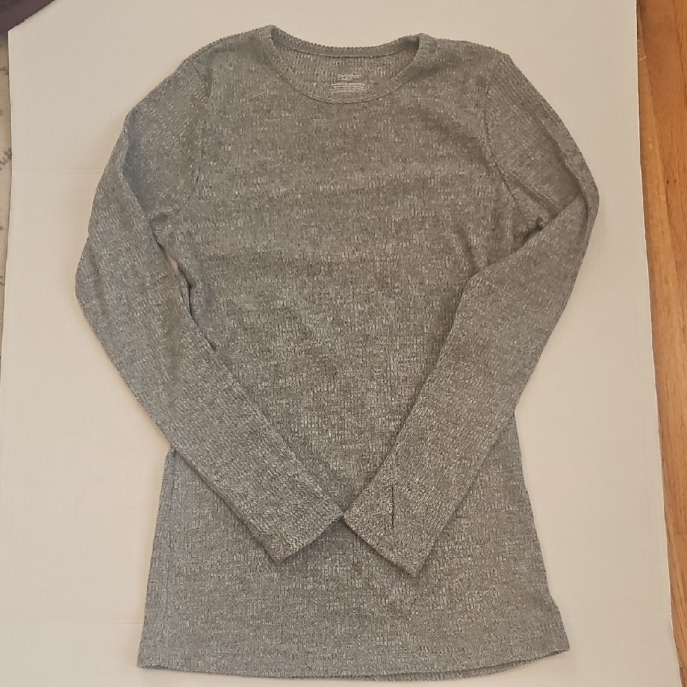 ClimateRight by Cuddl Duds Gray Ribbed Top Womens Medium